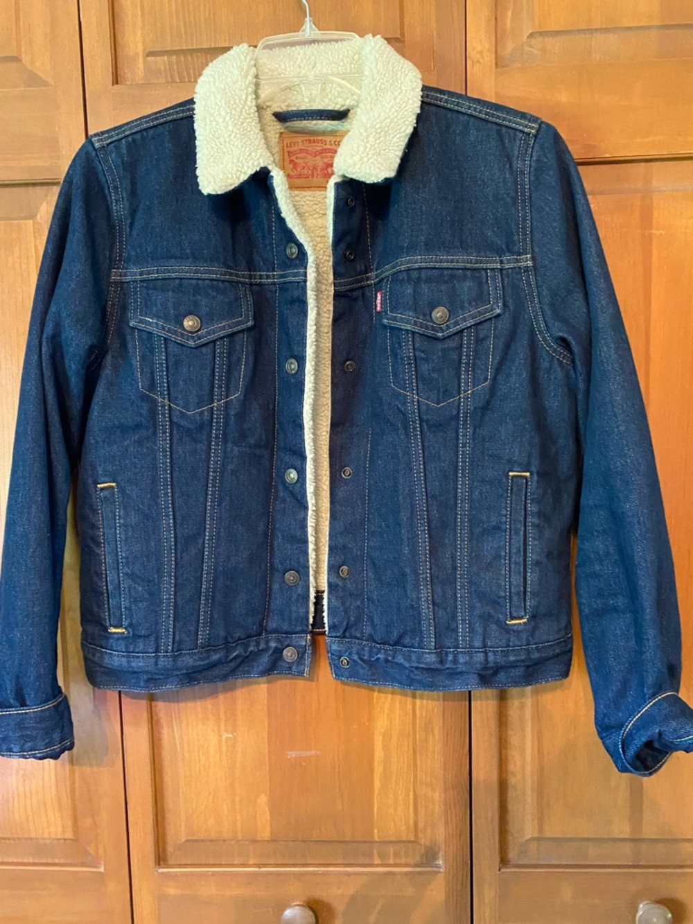 Levi's Dark Blue Denim Sherpa-Lined Jean Jacket